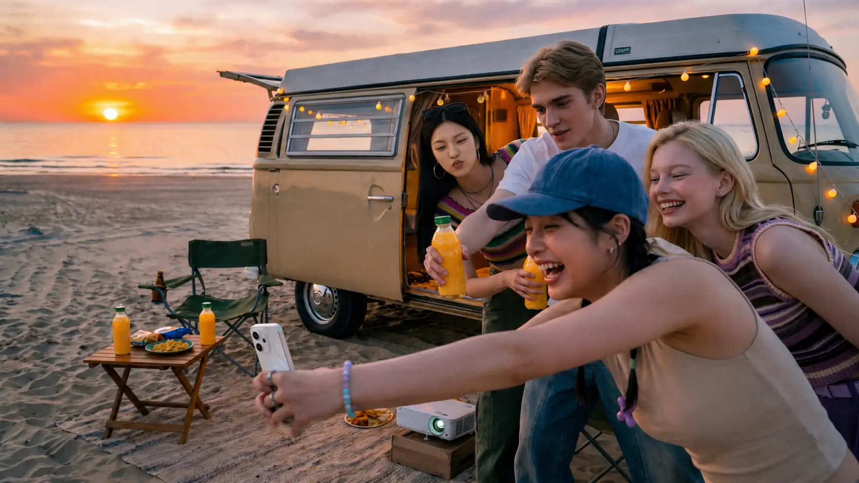OPPO Reno 海边露营场景图